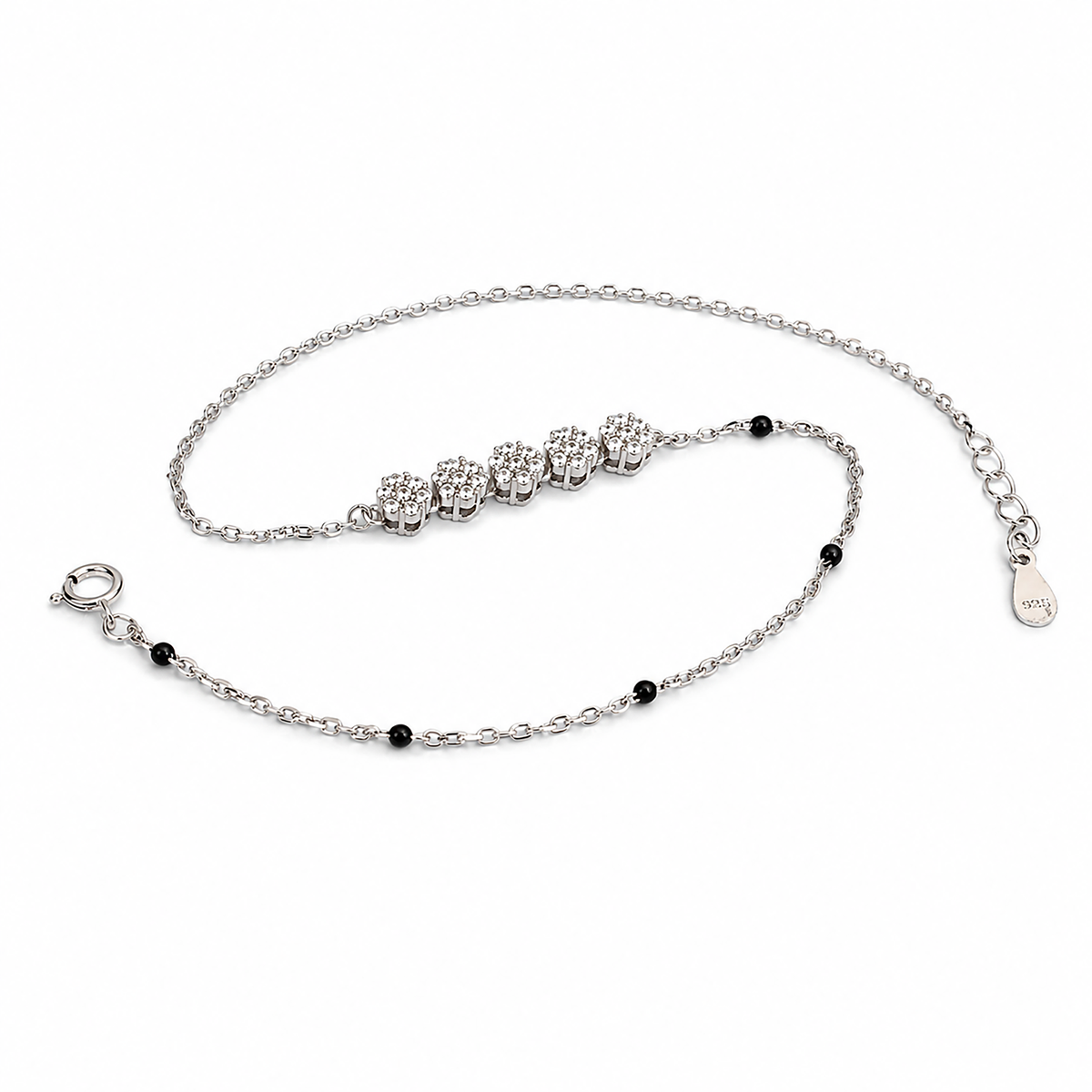 Noir Blossom Sterling Silver Anklet