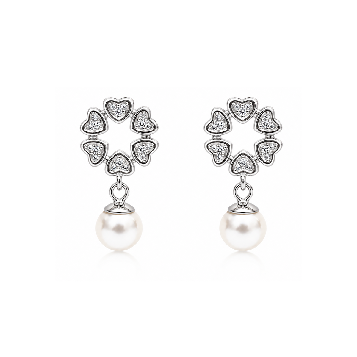 Heart Pearl Drop Earrings
