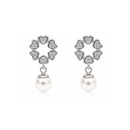 Heart Pearl Drop Earrings