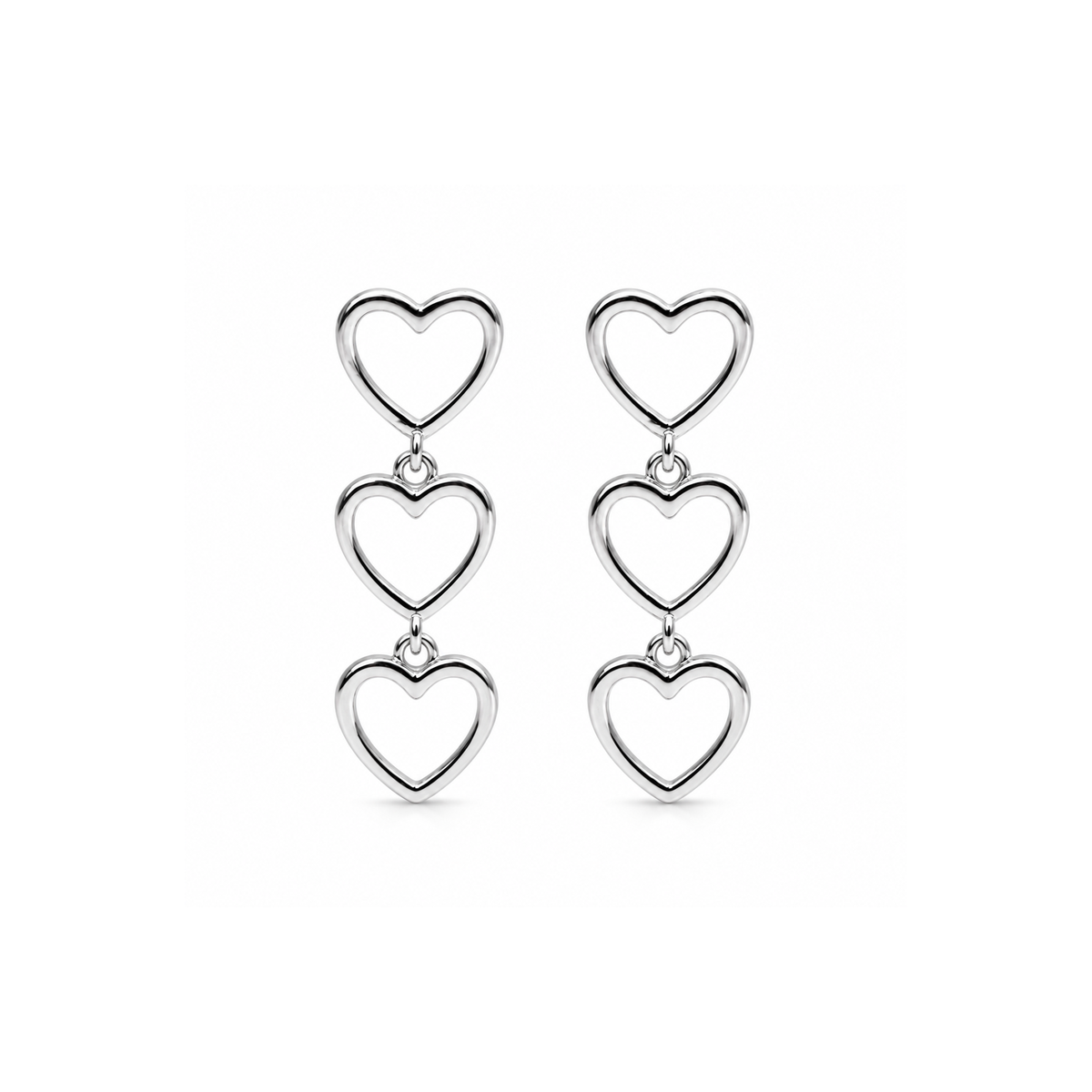 Triple Heart Drop Earrings