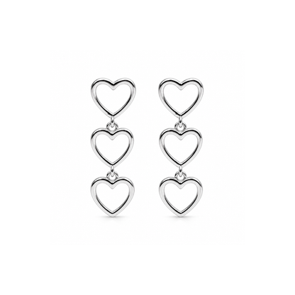 Triple Heart Drop Earrings