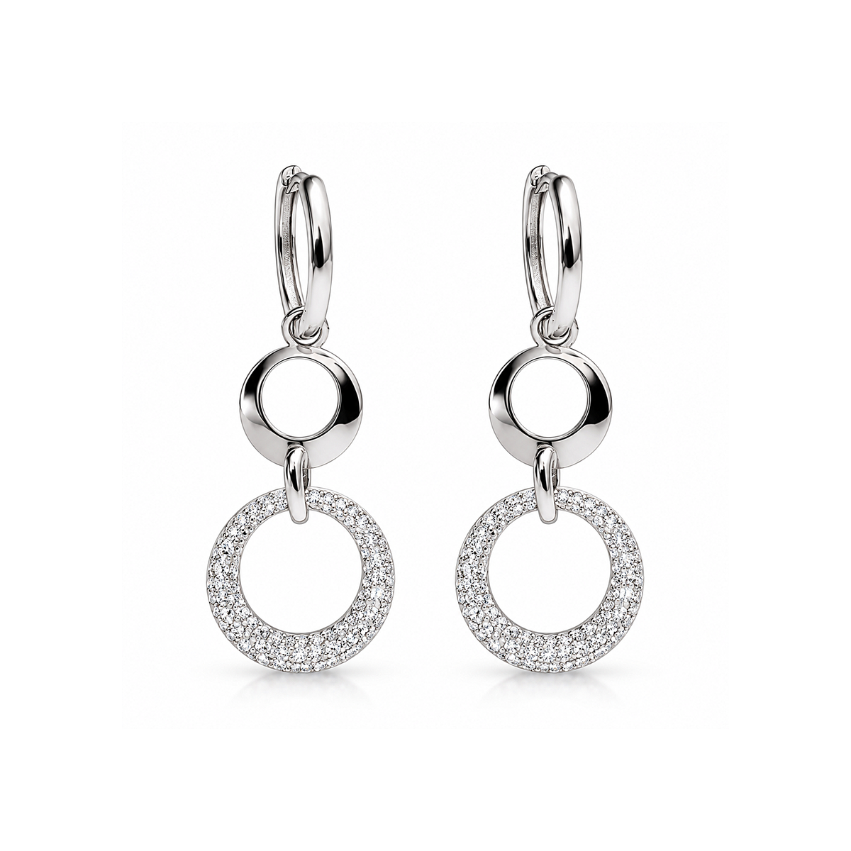 Silvoura Crystal Circle Drop Earrings