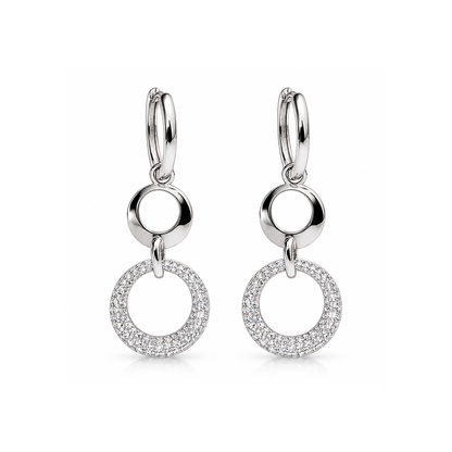 Silvoura Crystal Circle Drop Earrings