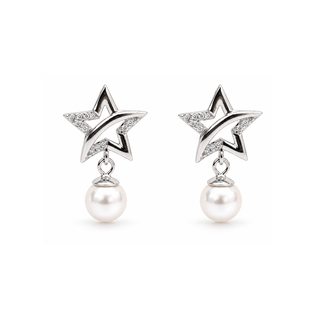 Celestia Star Pearl Drop Earrings