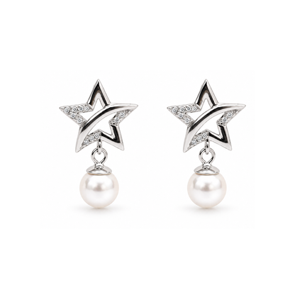 Celestia Star Pearl Drop Earrings