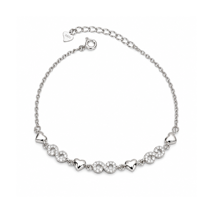 Silvoura Heart Infinity Silver Bracelet