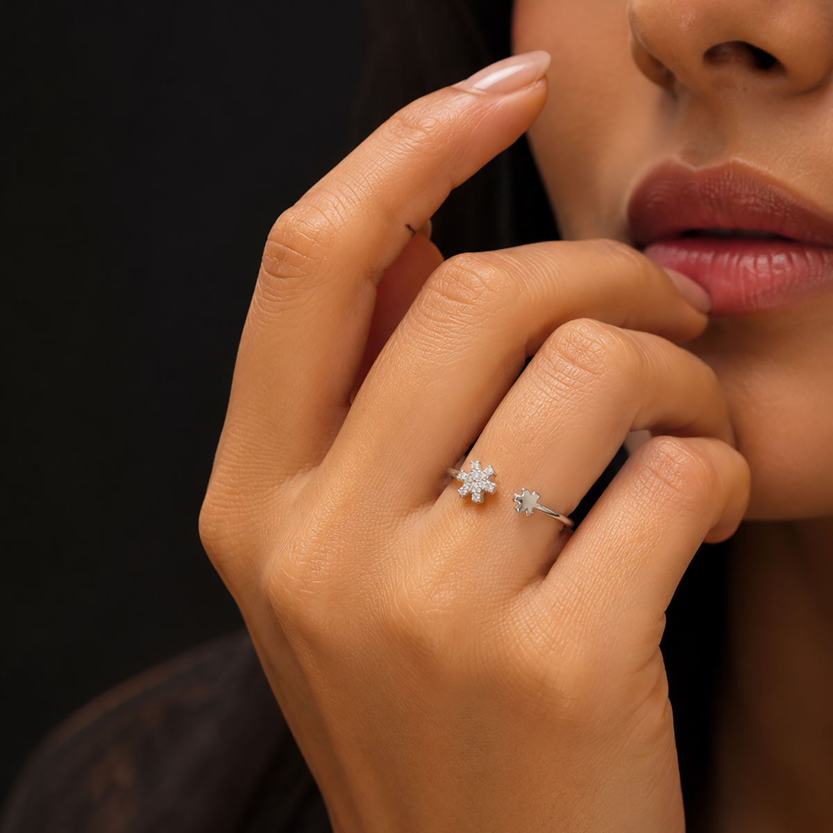 Snowflake Bloom Adjustable Ring