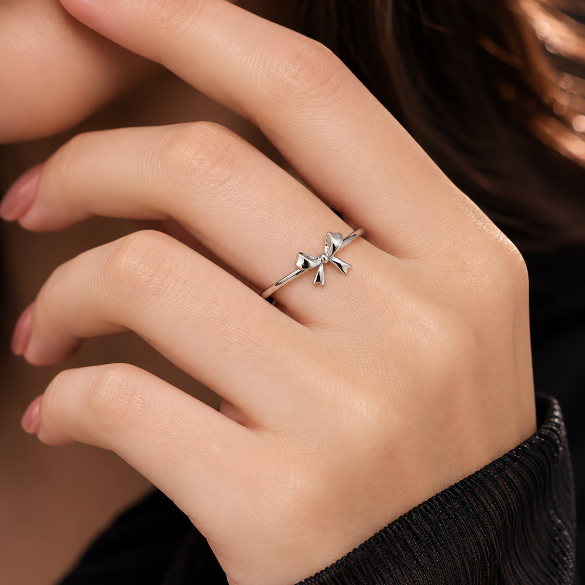 Silver Bow Elegance Ring