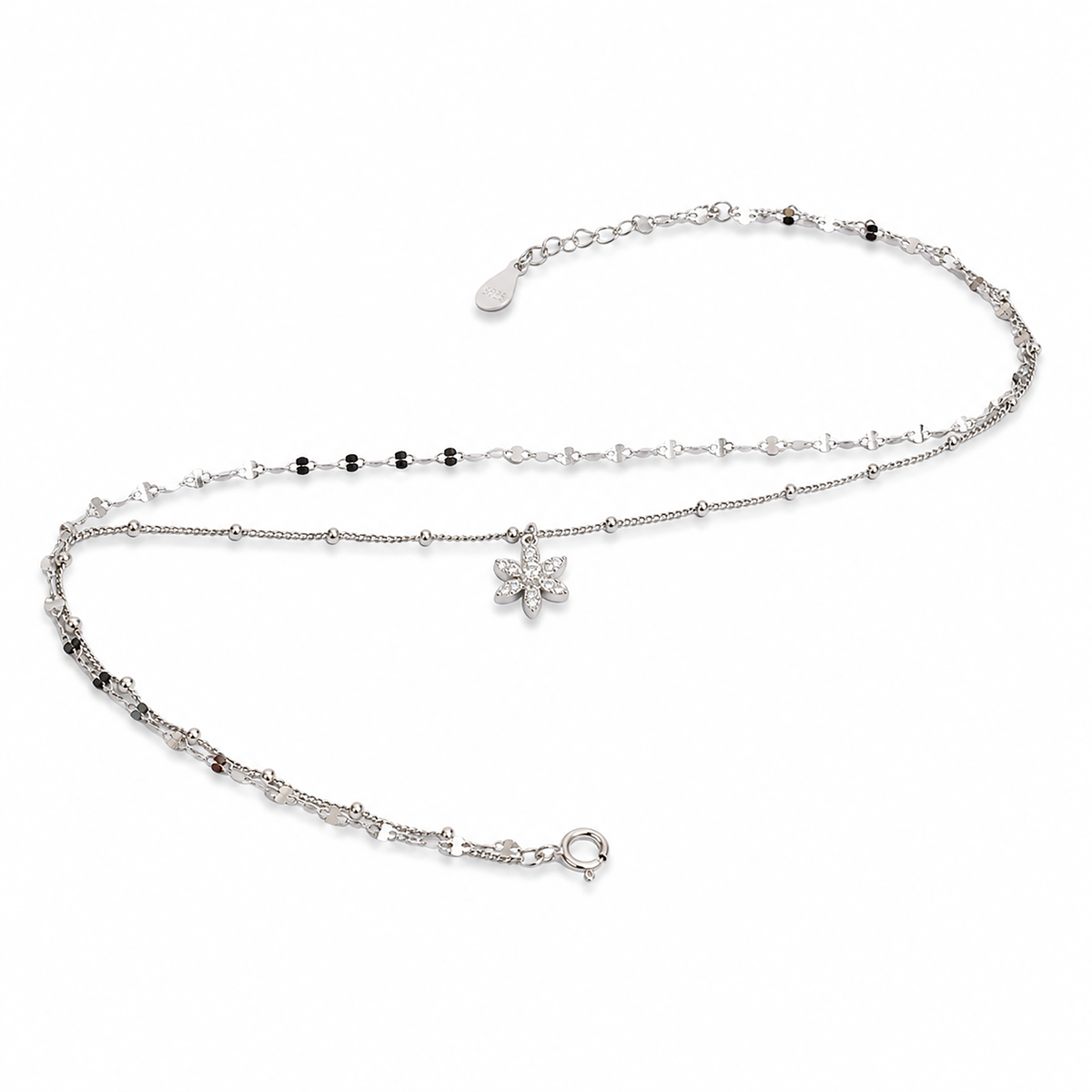 Flora Charm Double-Layer Anklet