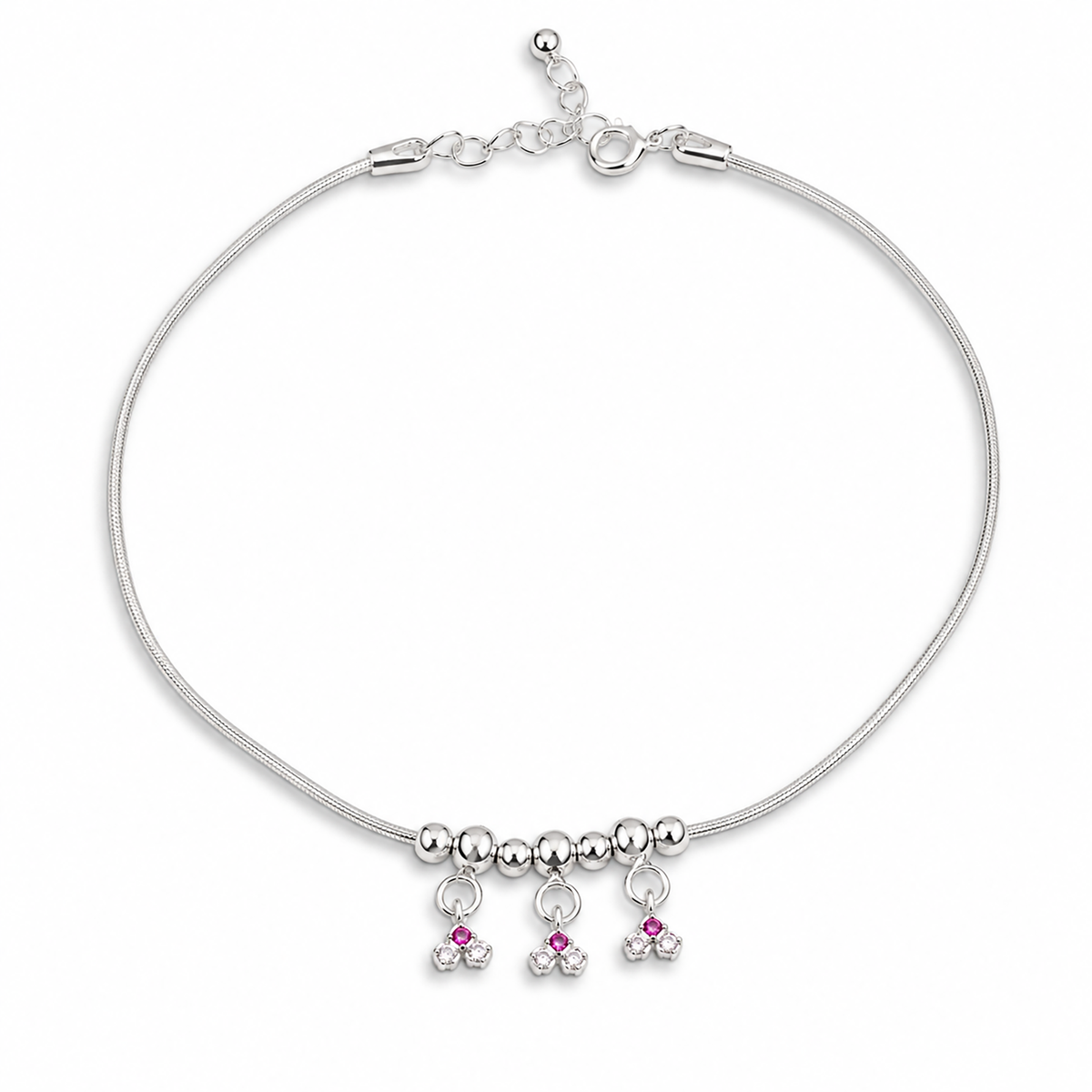 Ruby Blossom Charm Anklet