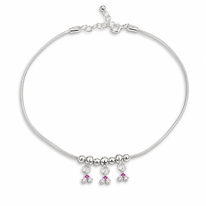 Ruby Blossom Charm Anklet