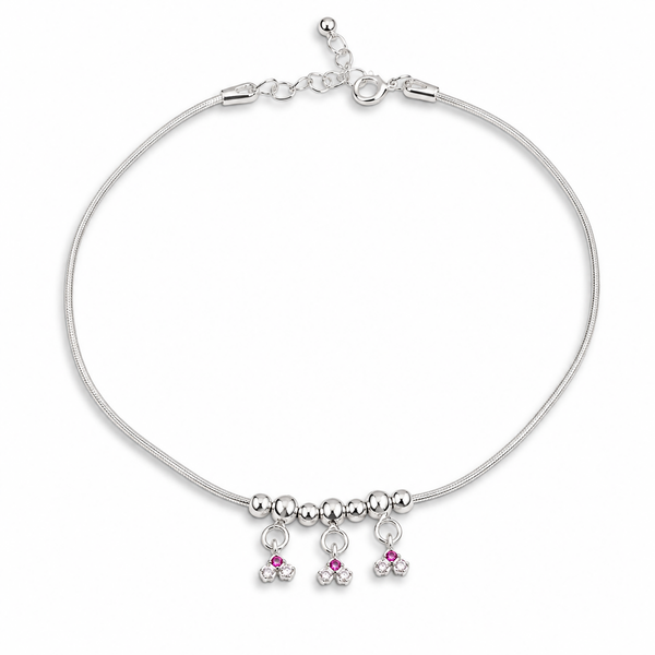 Ruby Blossom Charm Anklet