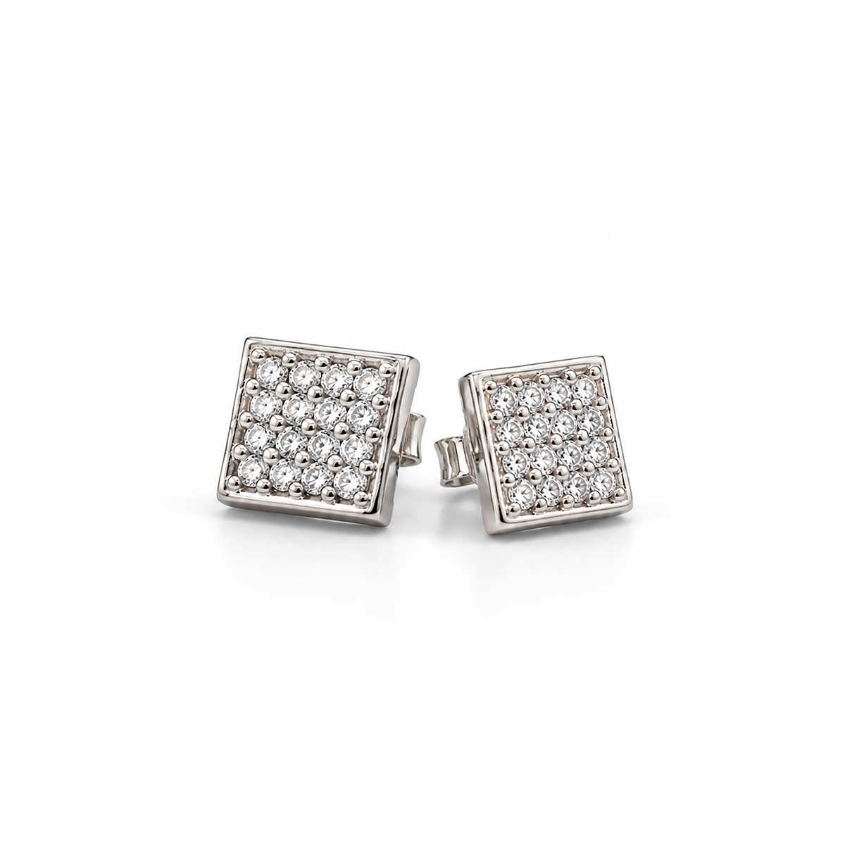 Celestia Square Pavé Stud Earrings
