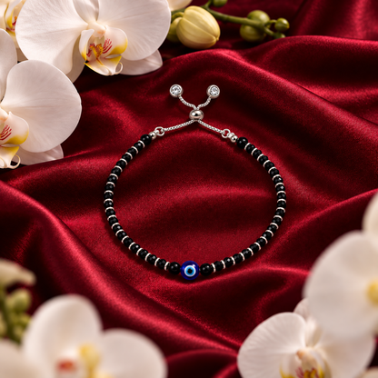Evil Eye Adjustable silver Bracelet