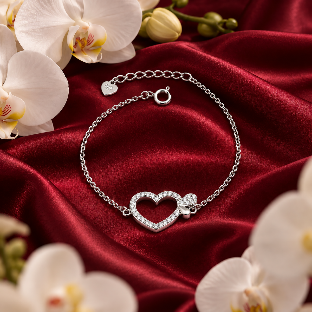 Celestia Heart Silver Bracelet