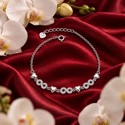 Silvoura Heart Infinity Silver Bracelet