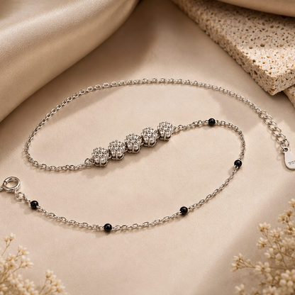 Noir Blossom Sterling Silver Anklet