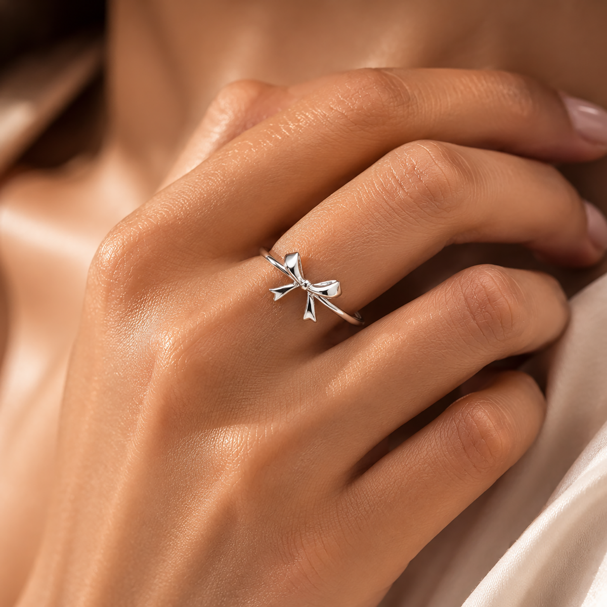 Silver Bow Elegance Ring