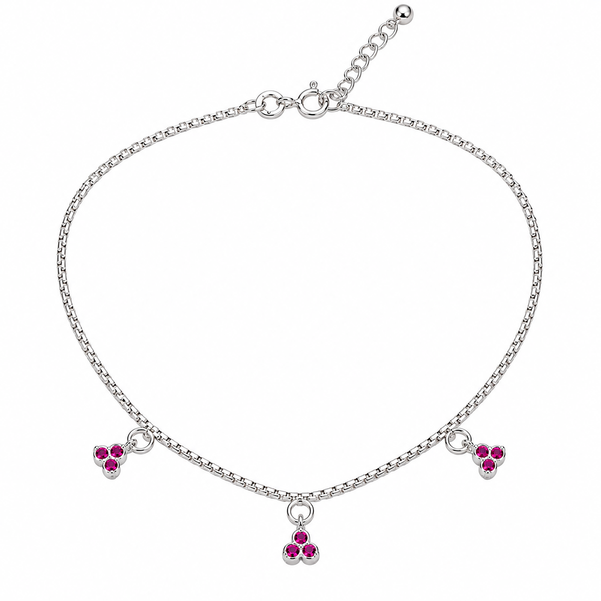 Ruby Bloom Charm Anklet