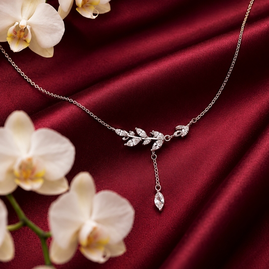 Celeste Leaf Drop Necklace