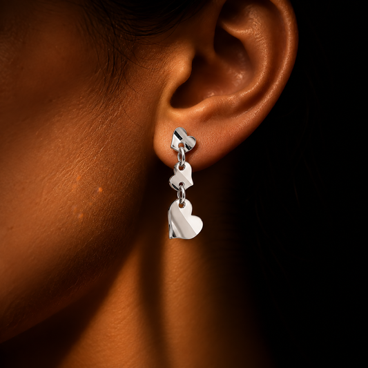 Triple Heart Drop Earrings