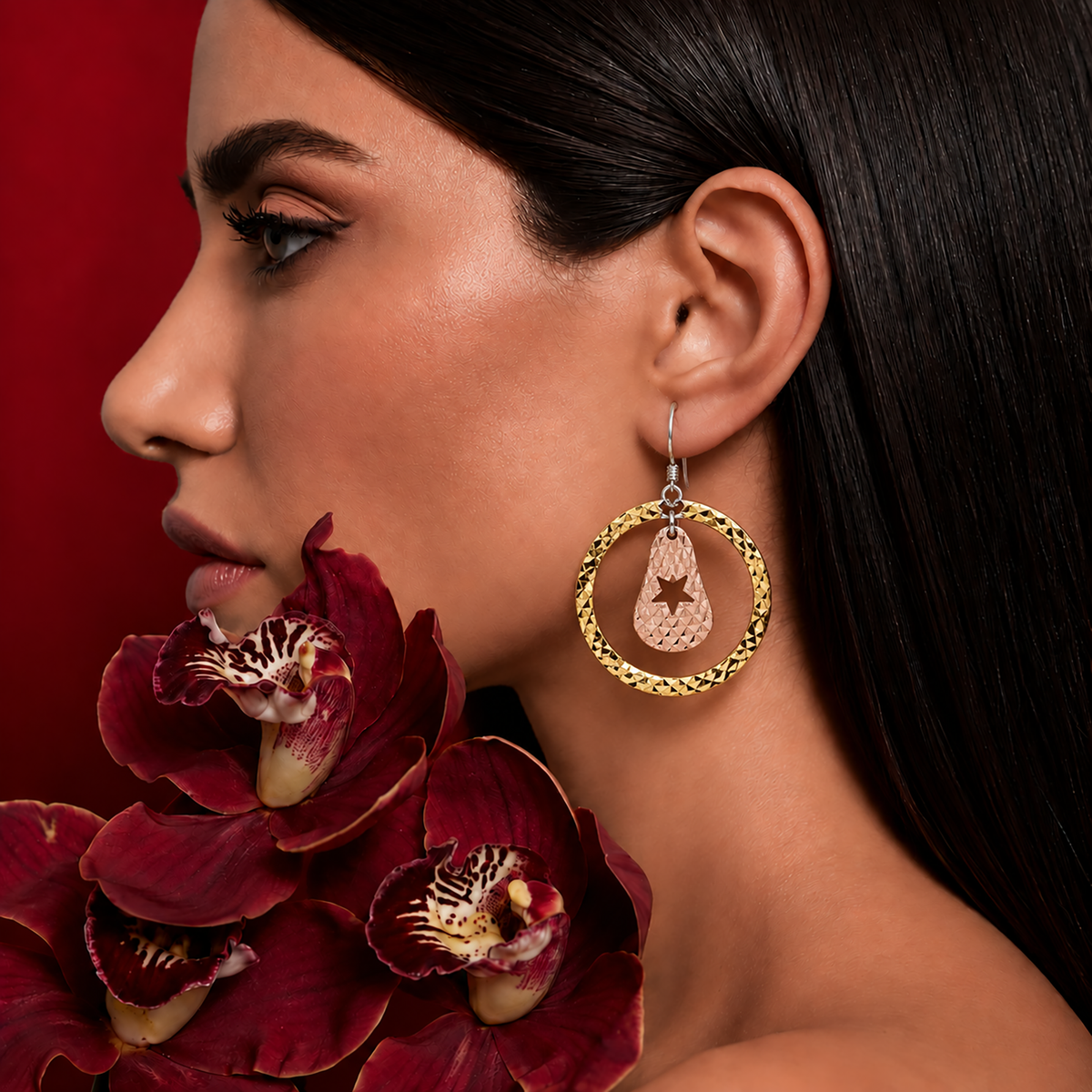 Starburst Circle Drop Earrings