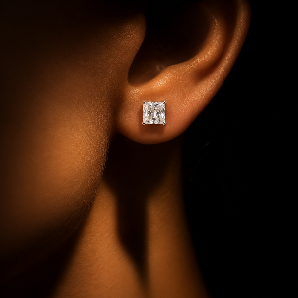 Celestia Princess Cut Solitaire Studs