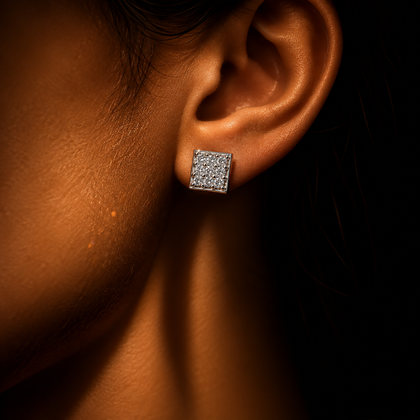 Celestia Square Pavé Stud Earrings