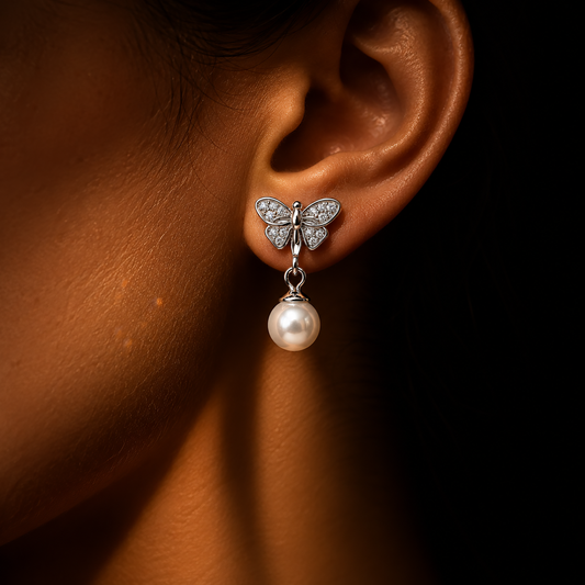 Celestia Butterfly Pearl Earrings